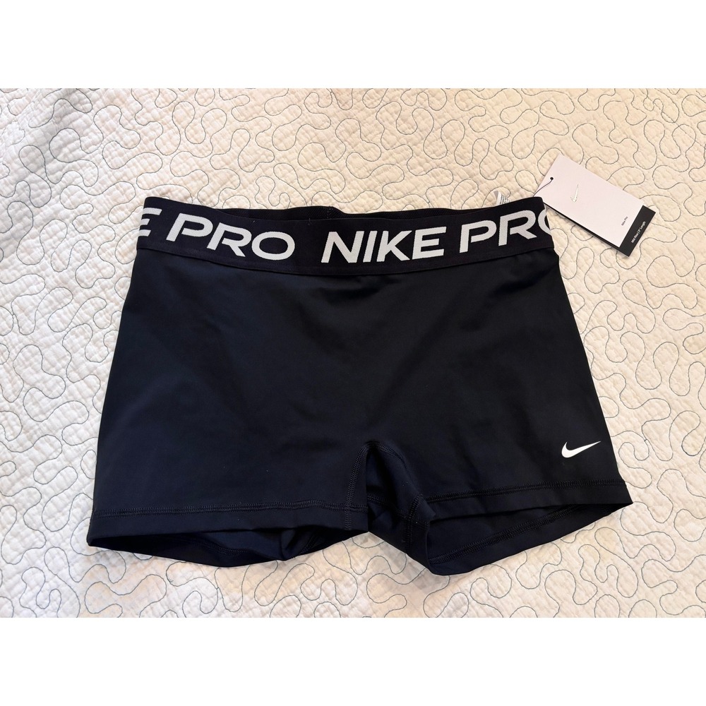 Nike Pro Womens 3 Inch Mid Rise Training Shorts Black Size Large
